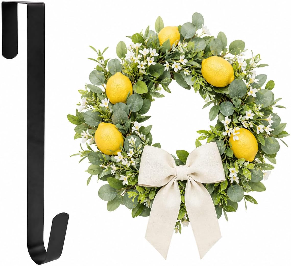 Sattiyrch Ultra-Slim Front Door Wreath Hanger - Fits All Doors, No Drill Needed