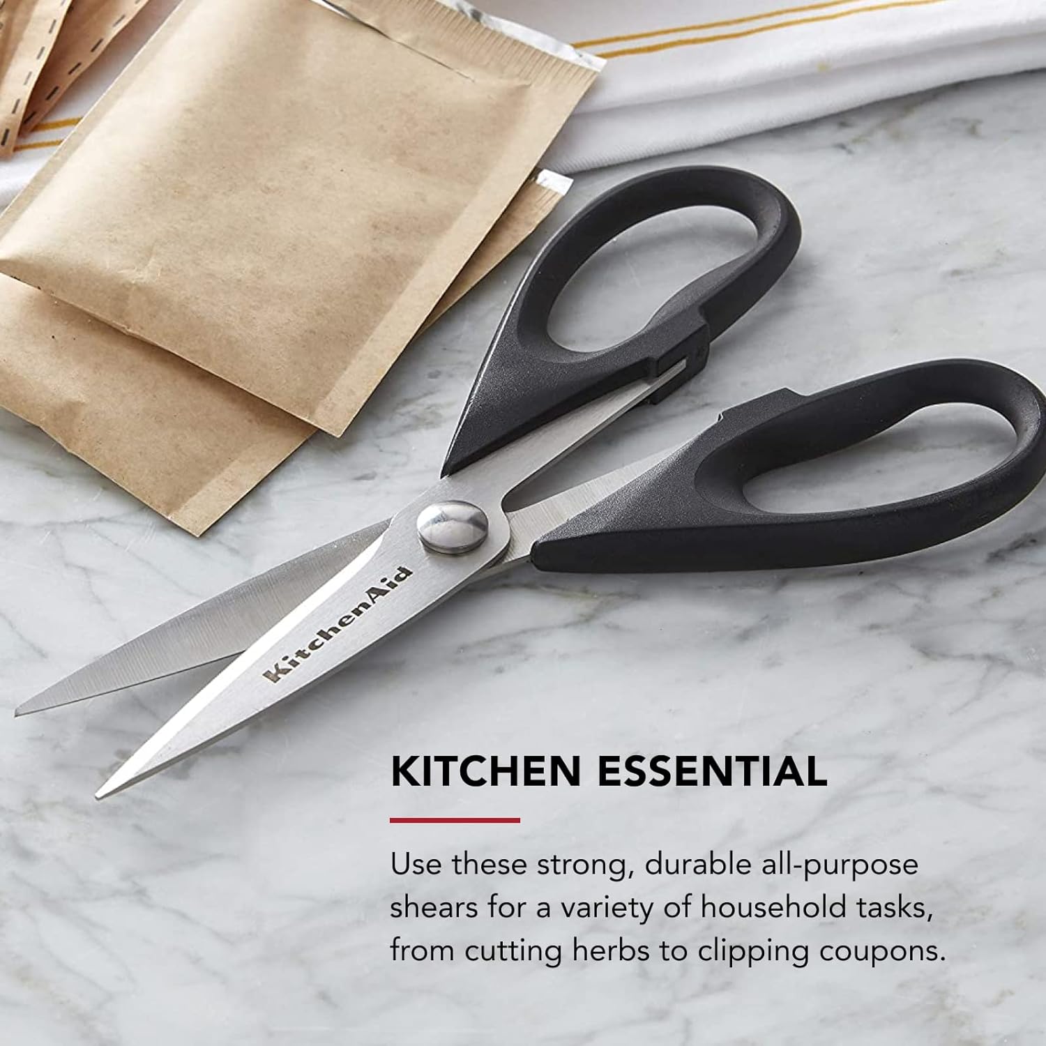 KitchenAid Premium Stainless Steel Kitchen Shears with Comfort Grip & Protective Sheath - Dishwasher Safe