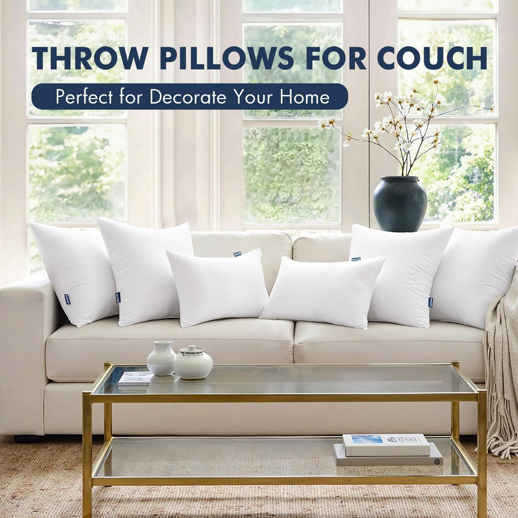 MIULEE 18x18 Pillow Inserts - 2-Pack, 100% Virgin Fiber for Long-Lasting Plushness
