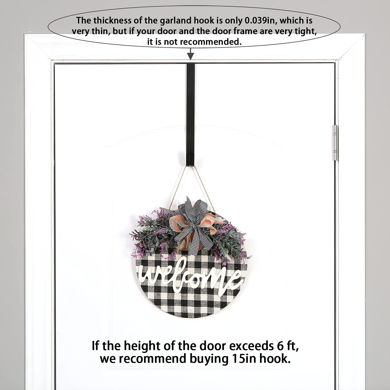 Sattiyrch Ultra-Slim Front Door Wreath Hanger - Fits All Doors, No Drill Needed