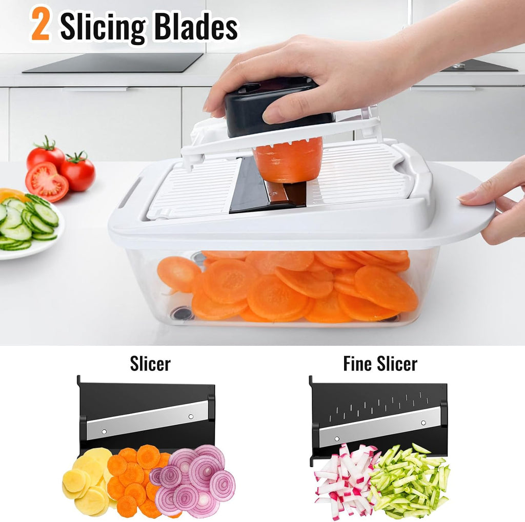 Ukeetap 8-Blade All-in-One Vegetable Chopper & Slicer with Container for Kitchen Prep