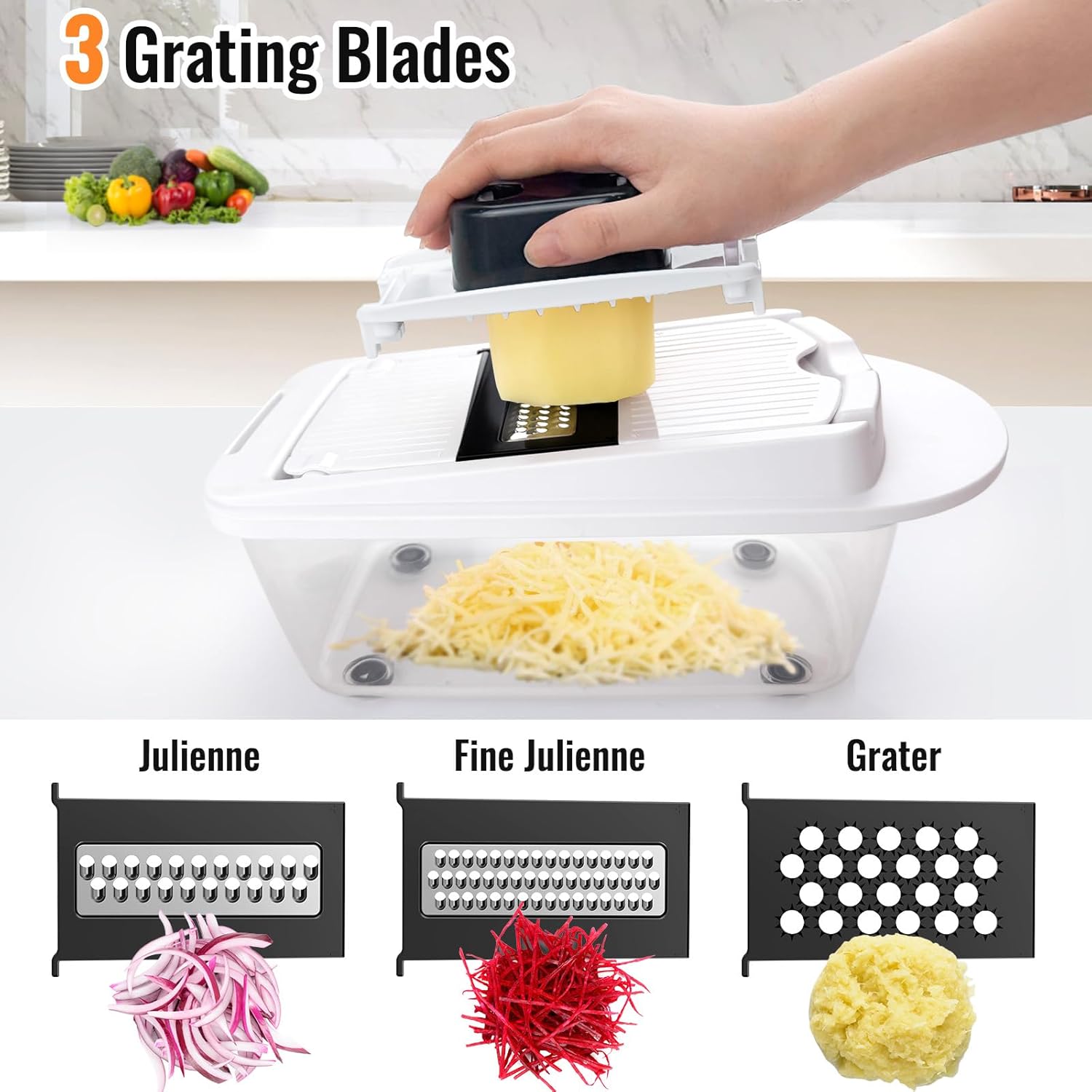 Ukeetap 8-Blade All-in-One Vegetable Chopper & Slicer with Container for Kitchen Prep