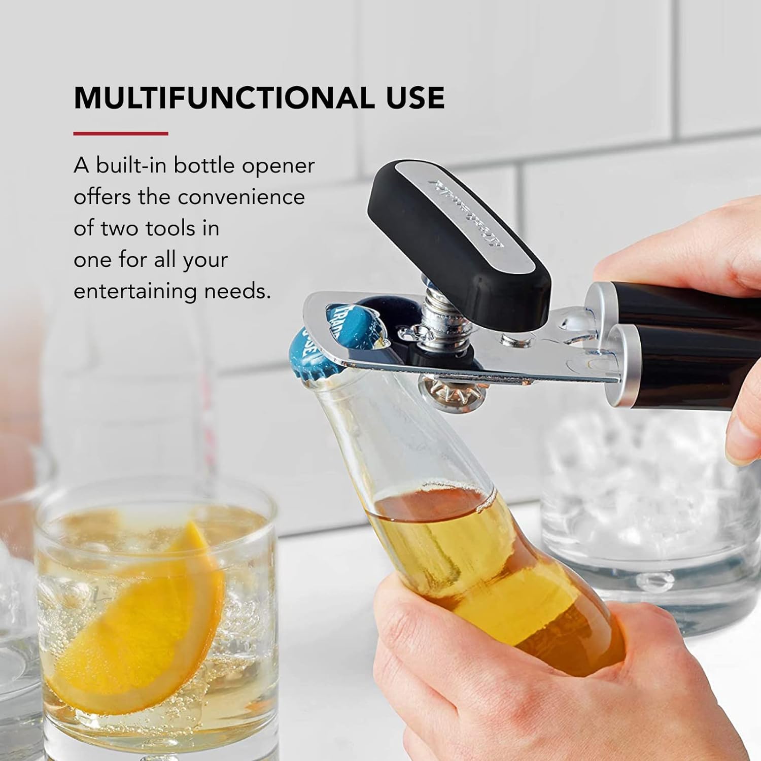 KitchenAid Classic Multifunction Can Opener & Bottle Opener - Razor Sharp Steel, Ergonomic Handles