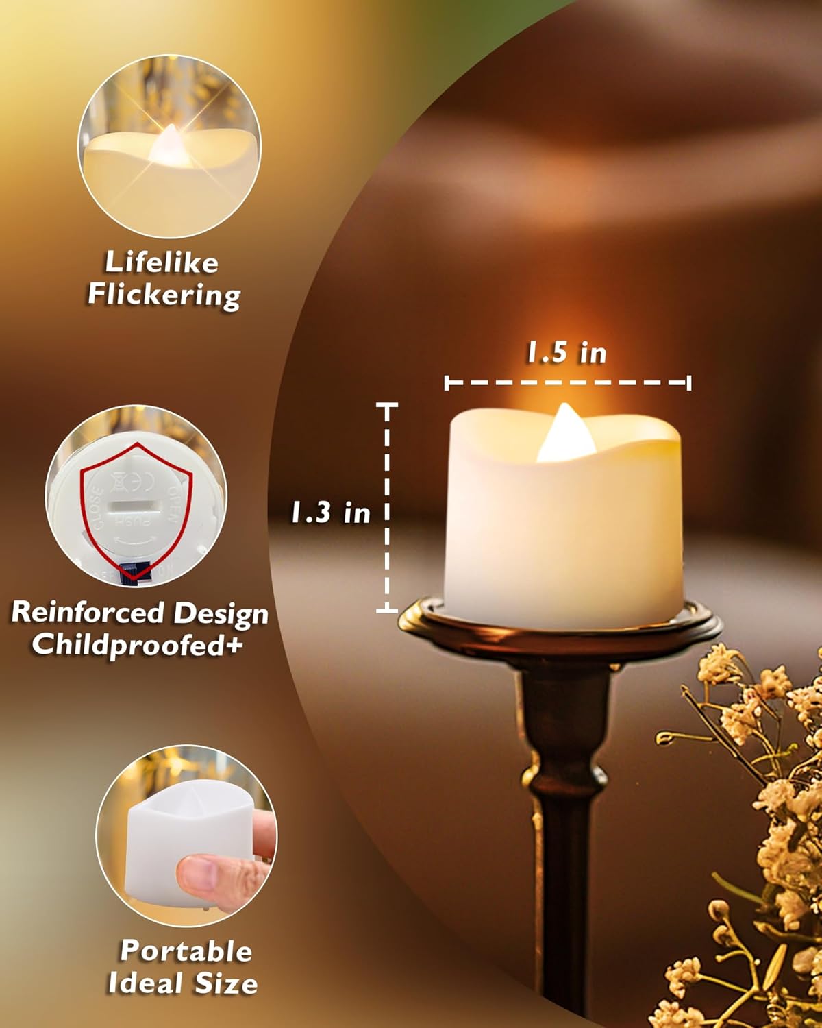 Homemory 24Pcs Flickering Flameless LED Tea Lights - 200+ Hours Battery Operated