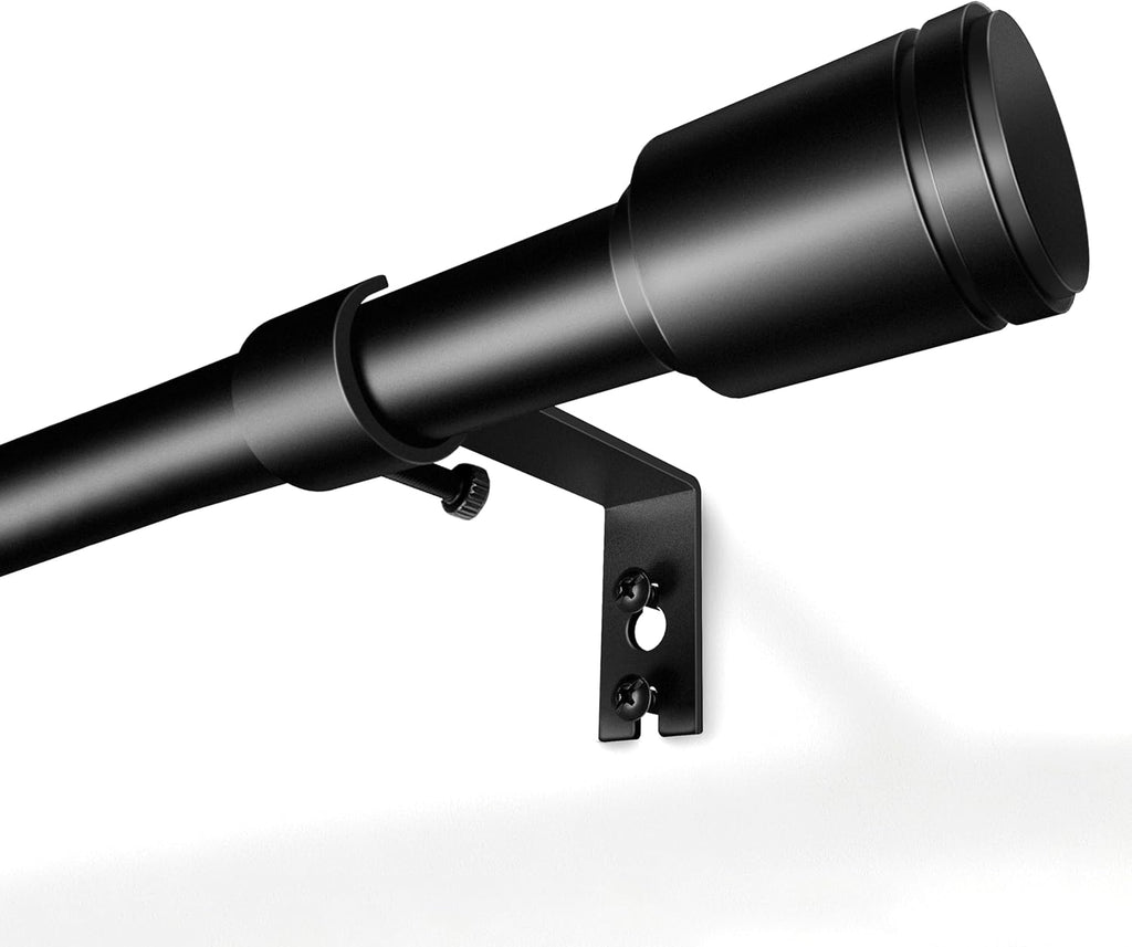 Edidonson Adjustable Black Curtain Rods - 5/8" Diameter, 30-90 Inch, for Windows Up to 84 Inches
