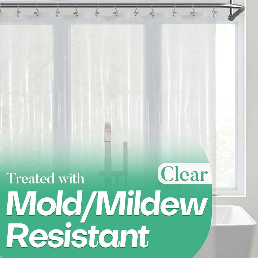 Mrs Awesome Clear Shower Curtain Liner with 3 Magnets - Waterproof & Magnet-Attached for Bathtub