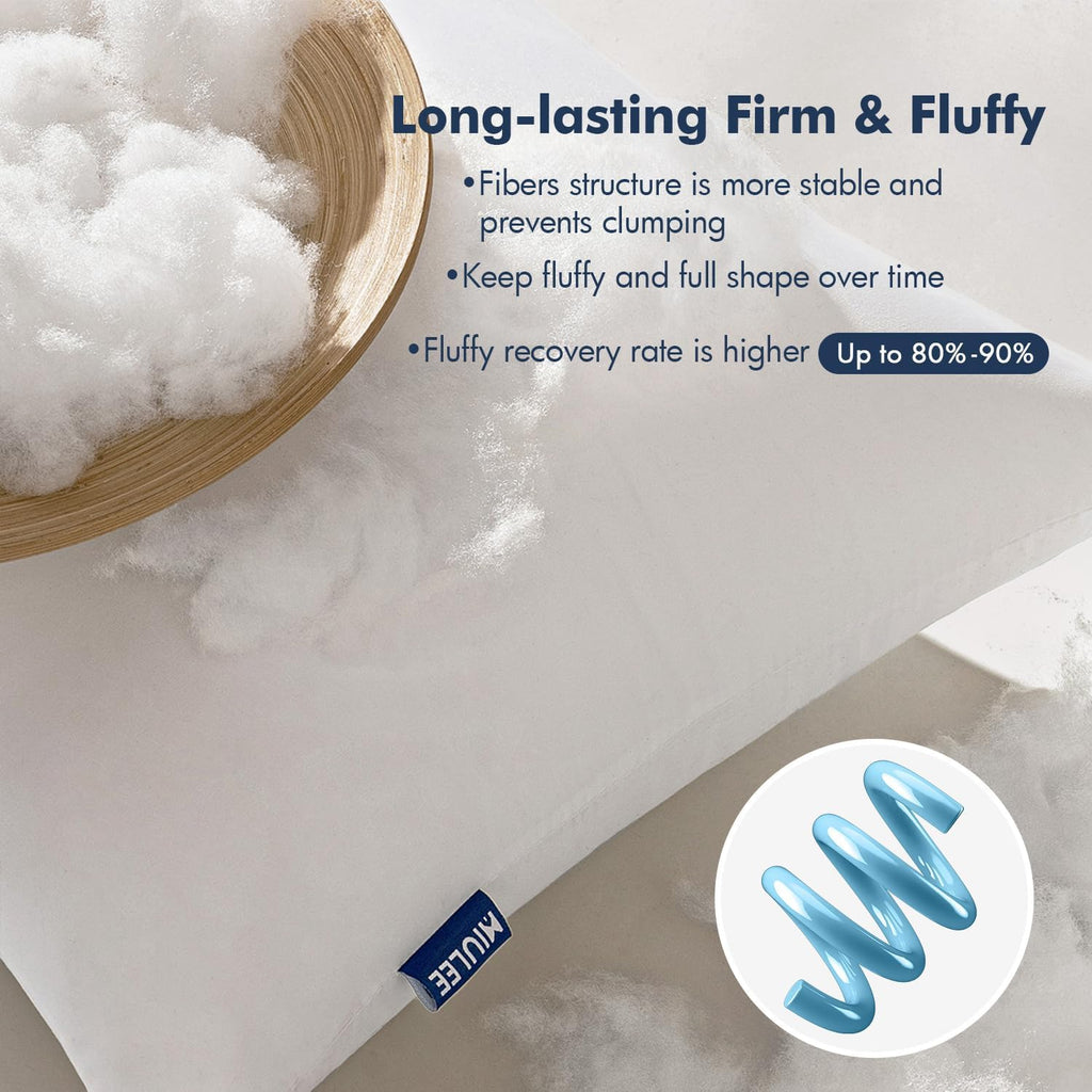 MIULEE 18x18 Pillow Inserts - 2-Pack, 100% Virgin Fiber for Long-Lasting Plushness