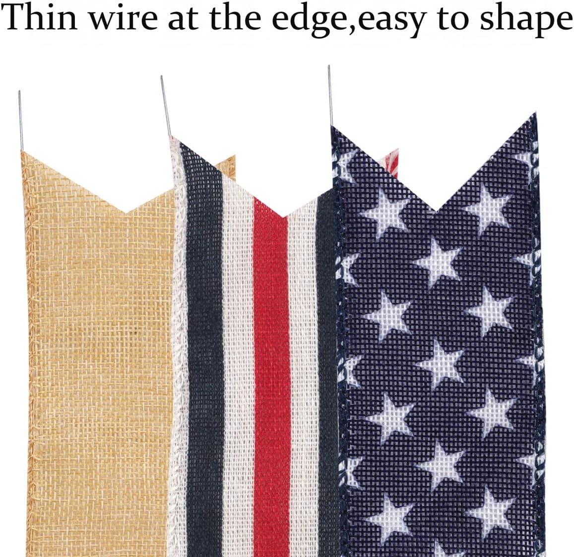 Hongsome Patriotic Burlap Bow for 4th of July Wreaths - Red White Blue Stars, 11x16.5in