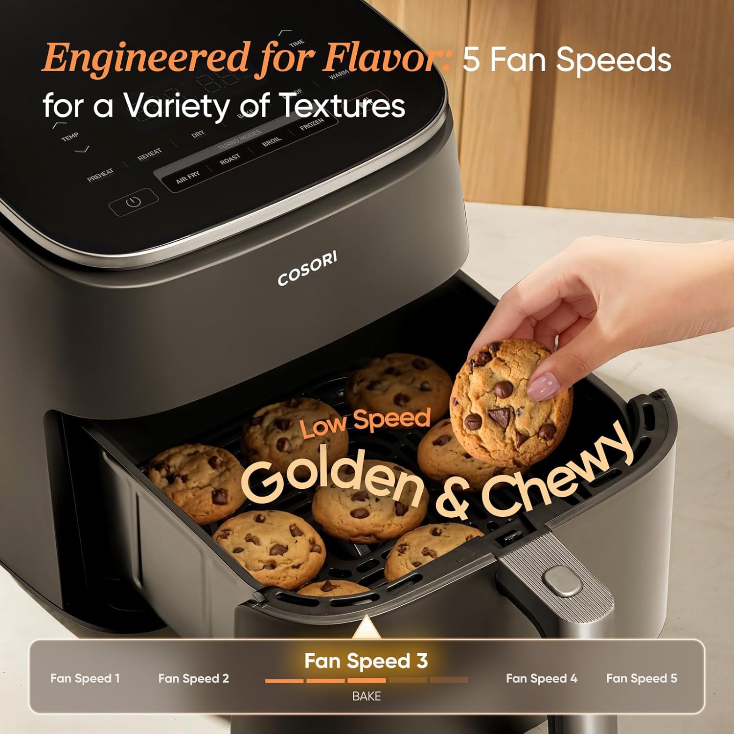 Cosori 9-in-1 TurboBlaze Air Fryer 6Qt - 5 Fan Speeds & 95% Less Oil