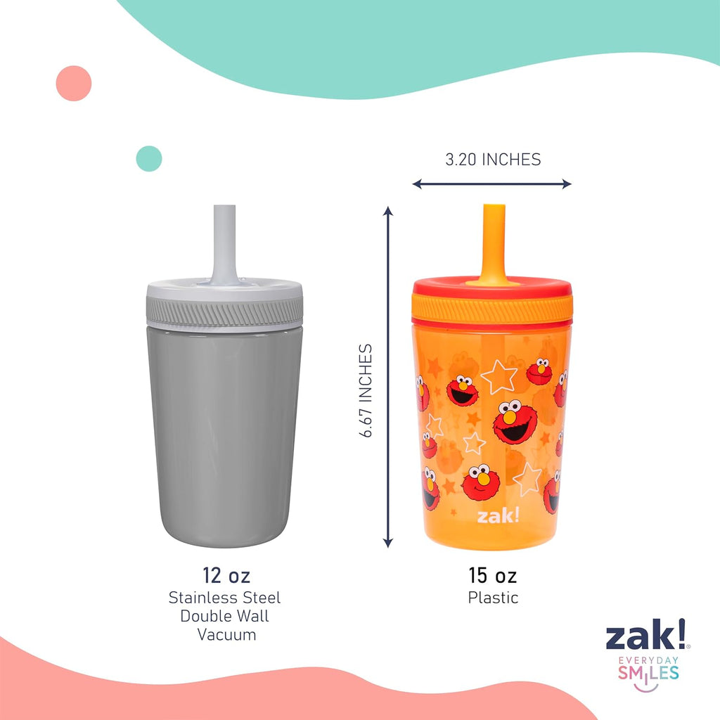 Zak Designs Sesame Street Leak-Proof Toddler Tumblers for Kids - 15oz 2-Pack