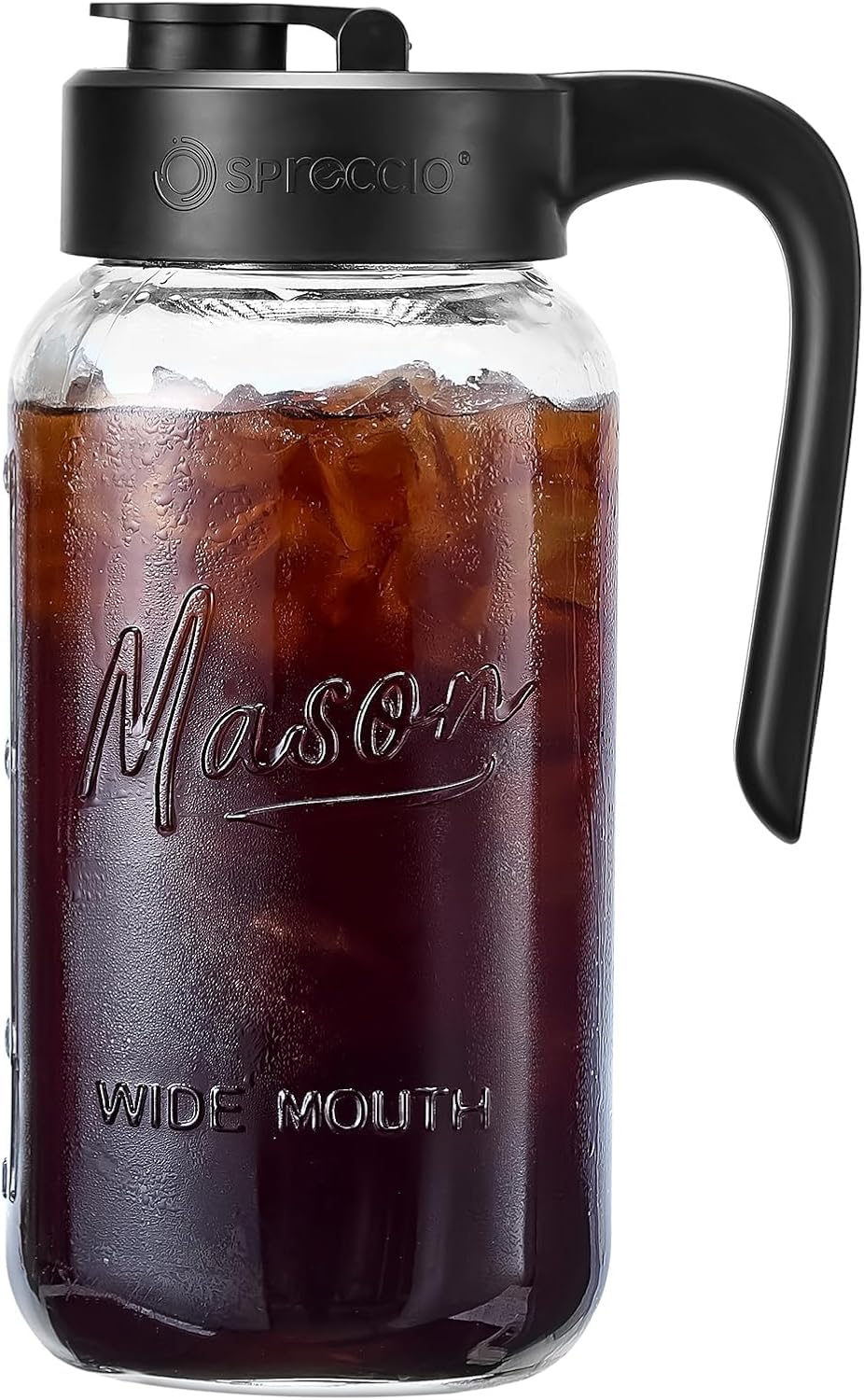 Spreccio Airtight Mason Jar Pitcher - Leakproof Glass Beverage Jug with Lid for Sun Tea & Cold Brew (64 oz)