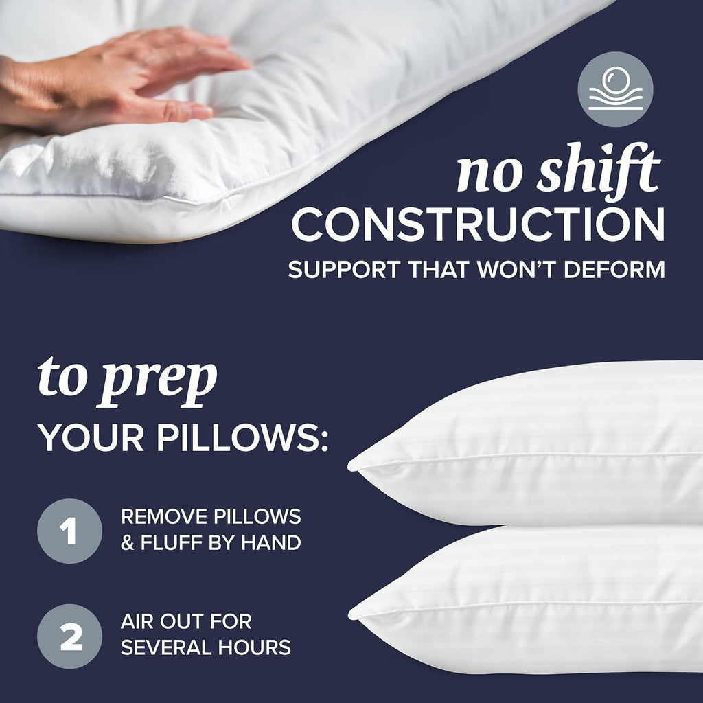 Beckham Hotel Collection 100% Cotton Bed Pillows Set of 2 - Plush Down Alternative for All Sleepers