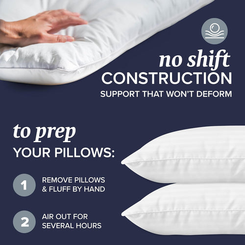 Beckham Hotel Collection 100% Cotton Bed Pillows Set of 2 - Plush Down Alternative for All Sleepers