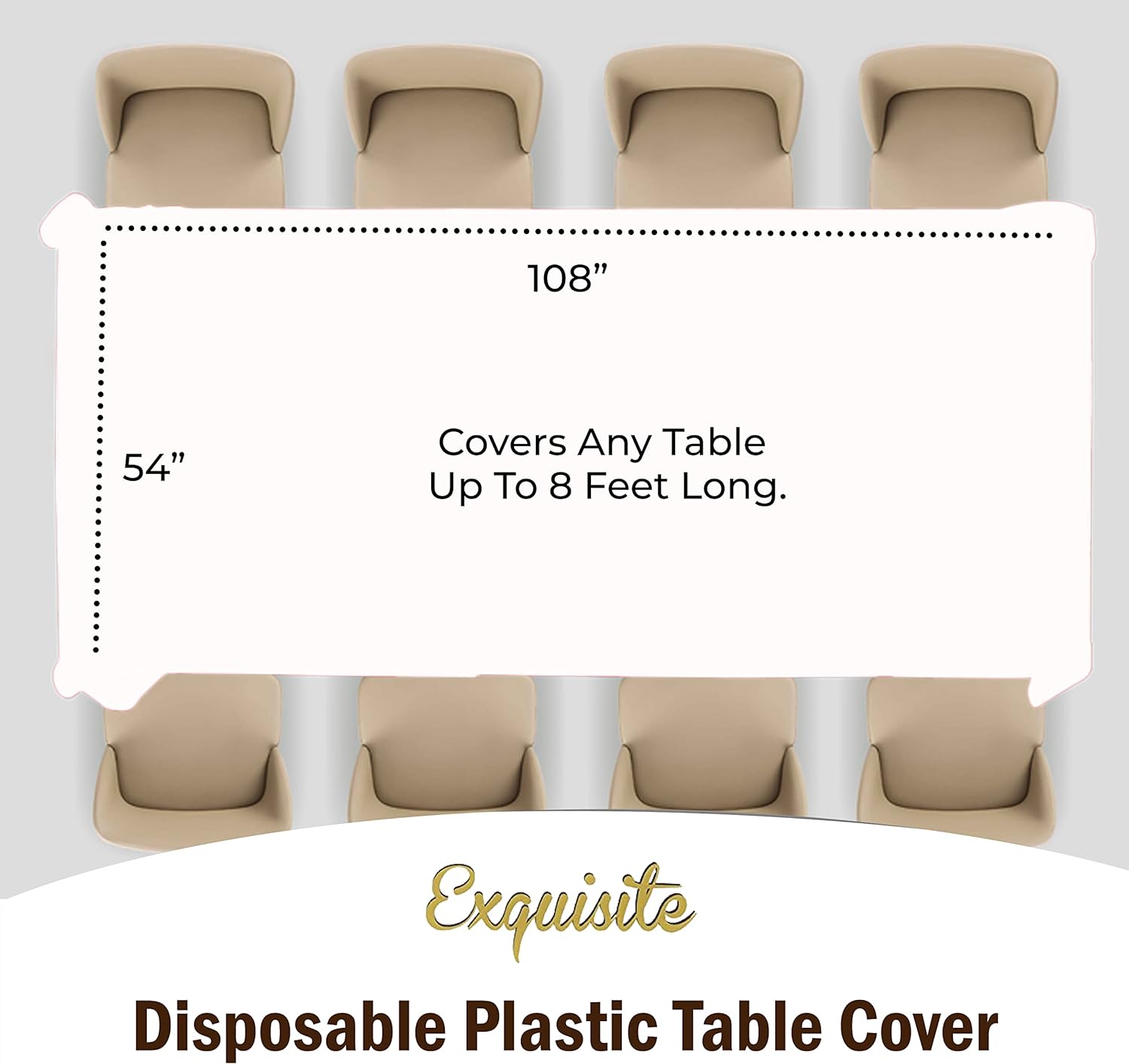 Party Solids Premium Plastic Tablecloth 54x108in. 6-Pack - White
