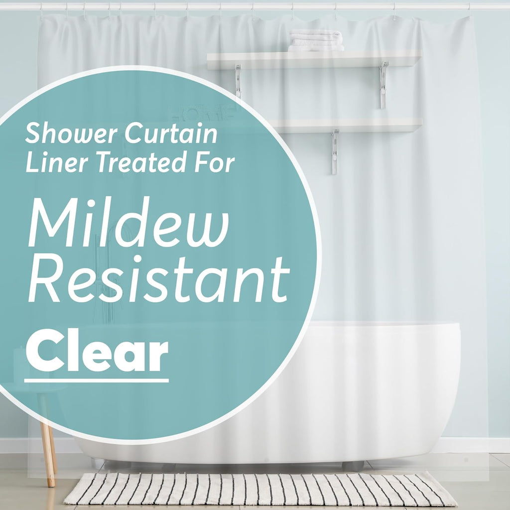 BigFoot Odorless PEVA Shower Curtain Liner - 72x72, Heavy-Duty Waterproof with Magnets