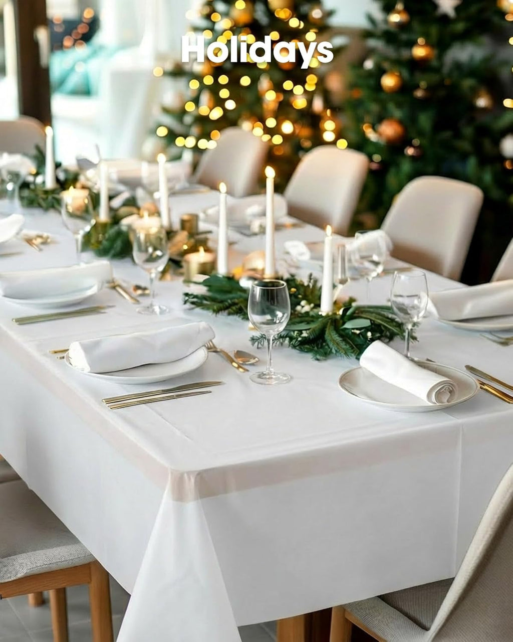 Pureegg 10 Pack 54x108 Inch White Disposable Tablecloth for Party & Picnic