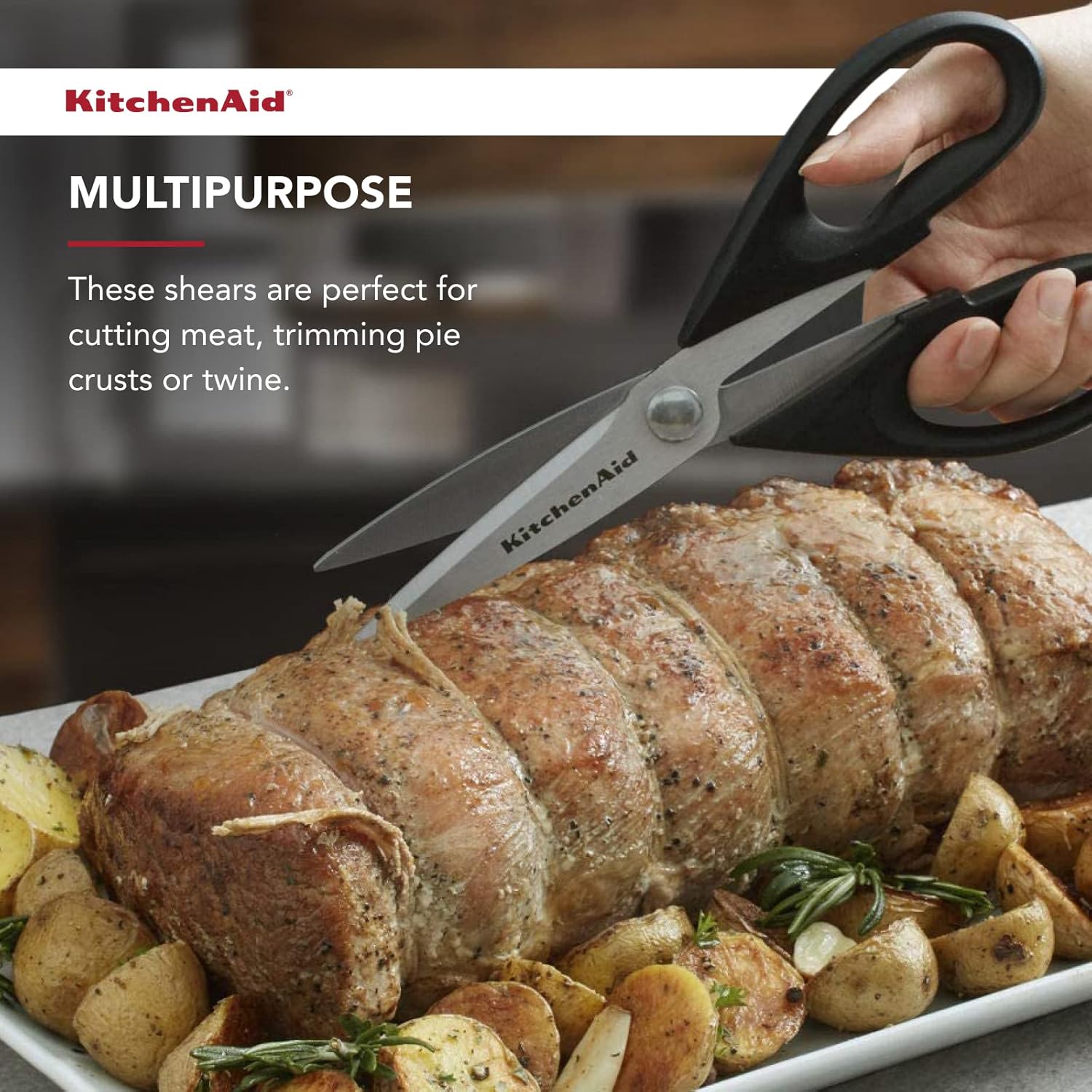 KitchenAid Premium Stainless Steel Kitchen Shears with Comfort Grip & Protective Sheath - Dishwasher Safe