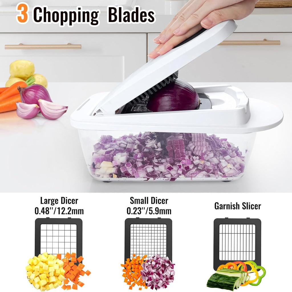 Ukeetap 8-Blade All-in-One Vegetable Chopper & Slicer with Container for Kitchen Prep