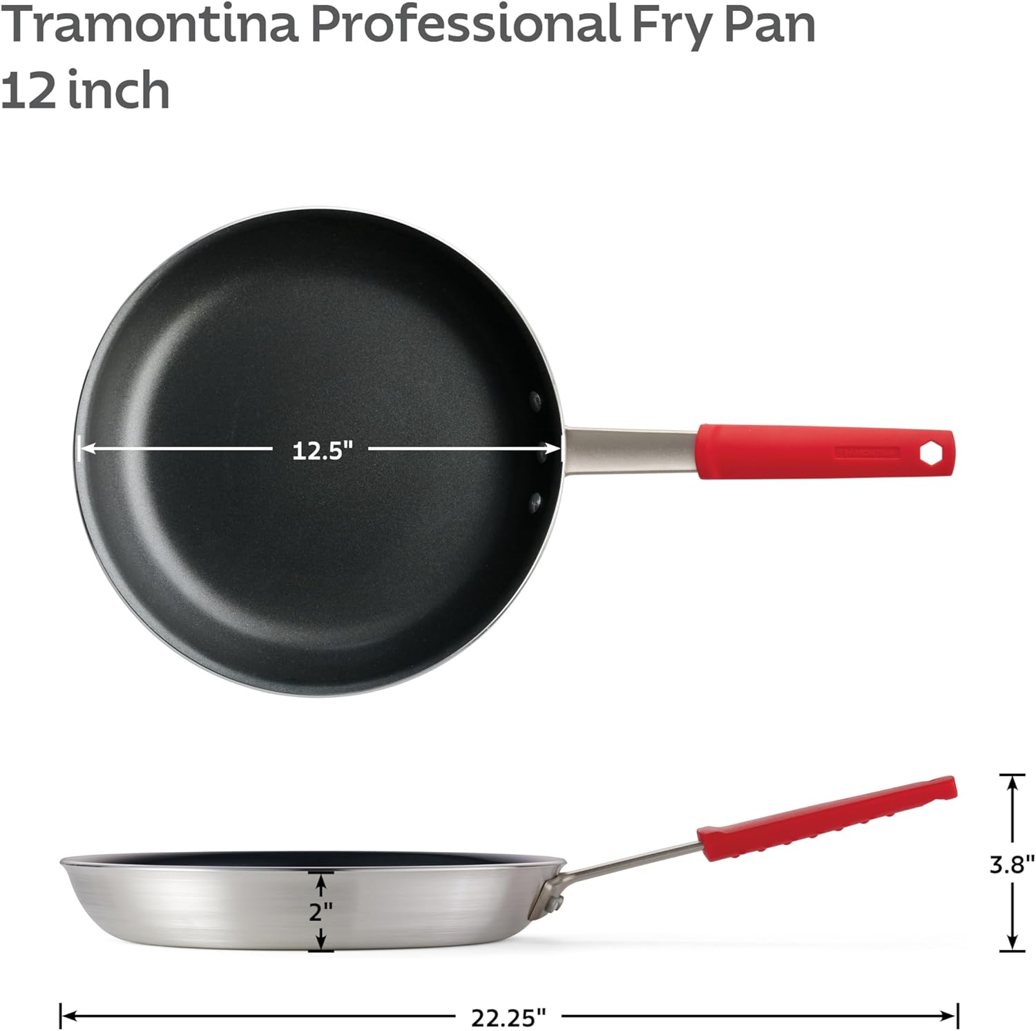 Tramontina Professional 12-Inch Heavy-Gauge Aluminum Nonstick Fry Pan - Reinforced Coating for Effortless Cooking