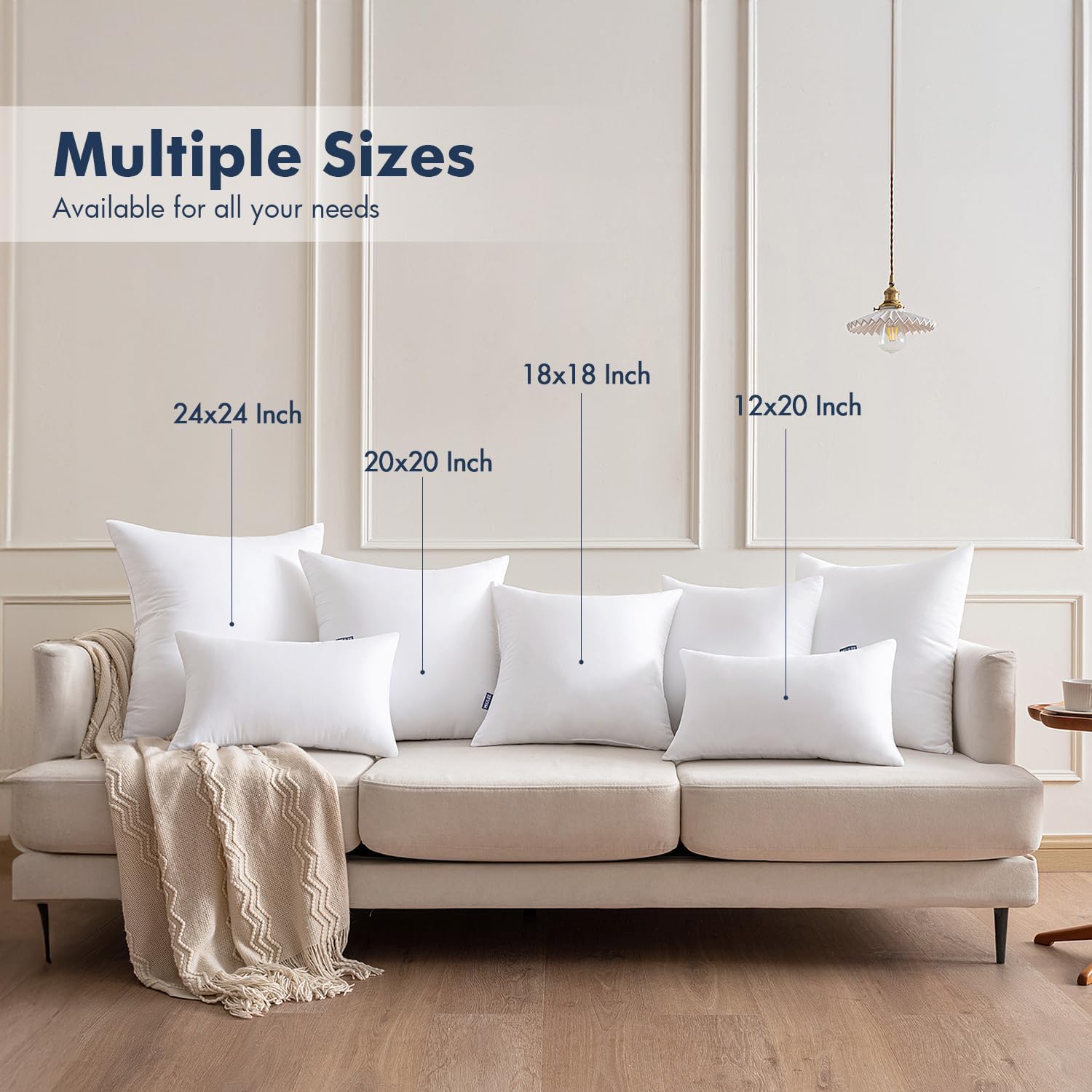MIULEE 18x18 Pillow Inserts - 2-Pack, 100% Virgin Fiber for Long-Lasting Plushness