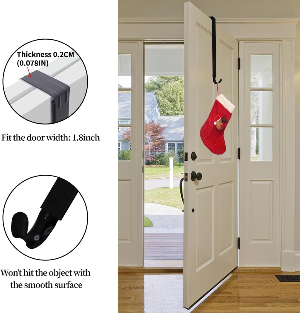 Adjustable Front Door Wreath Hanger for 20lb Loads - Black