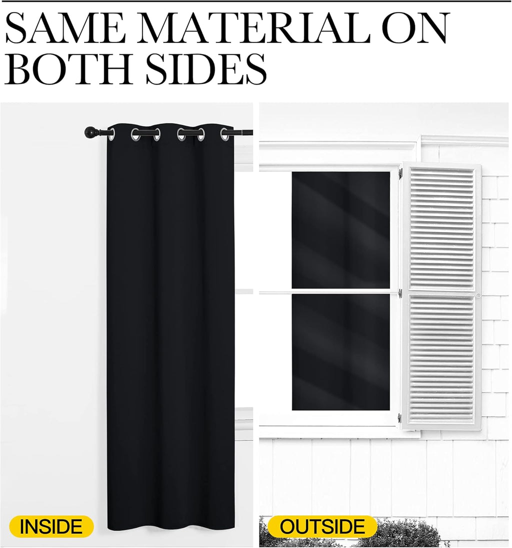 NICETOWN Halloween Pitch Black Thermal Insulated Grommet Curtains - 2 Panels, 42x63