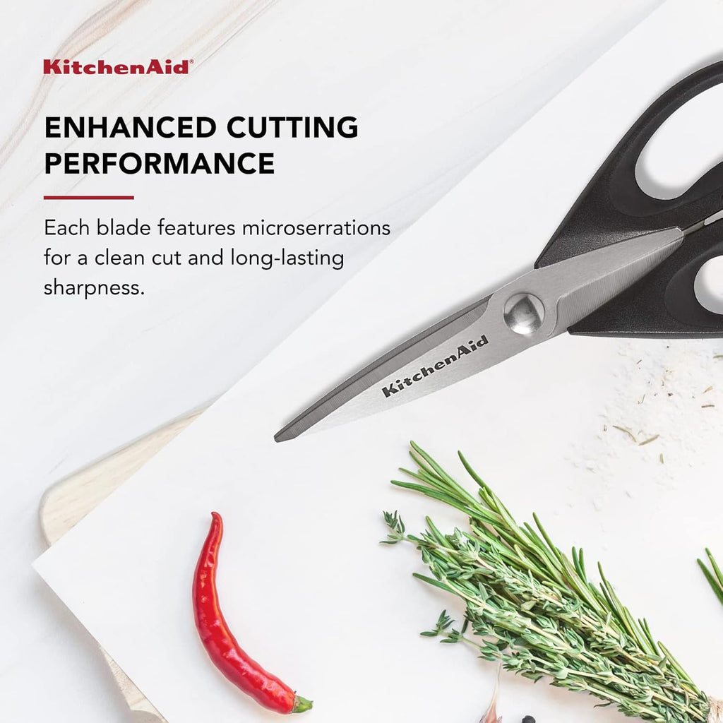 KitchenAid Premium Stainless Steel Kitchen Shears with Comfort Grip & Protective Sheath - Dishwasher Safe