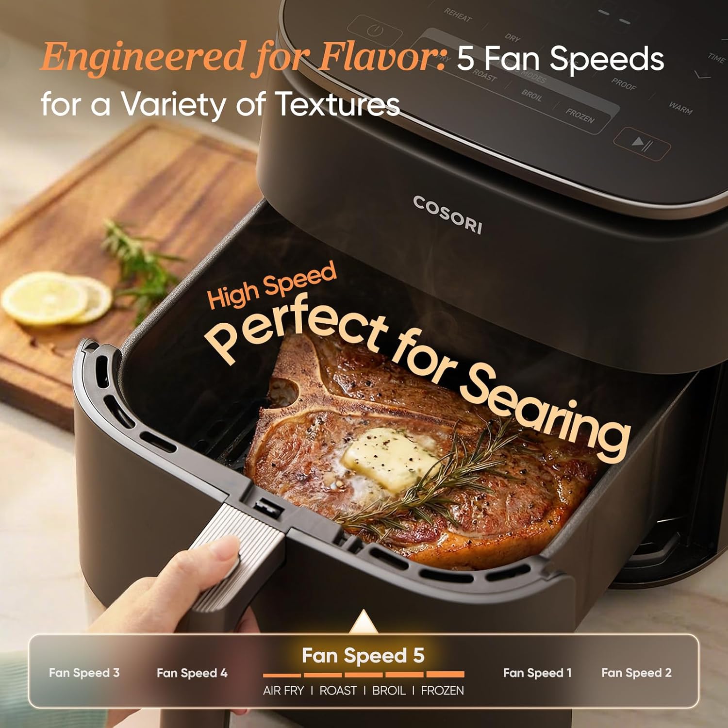 Cosori 9-in-1 TurboBlaze Air Fryer 6Qt - 5 Fan Speeds & 95% Less Oil