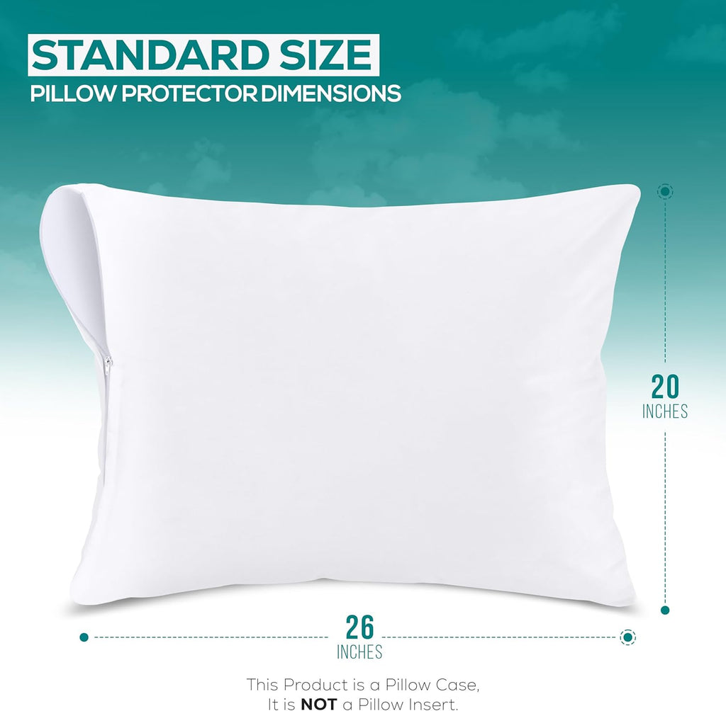 Bed Bug & Dust Mite Proof Pillow Protectors - Zipper Enclosed, Waterproof, Set of 4 by Utopia Bedding
