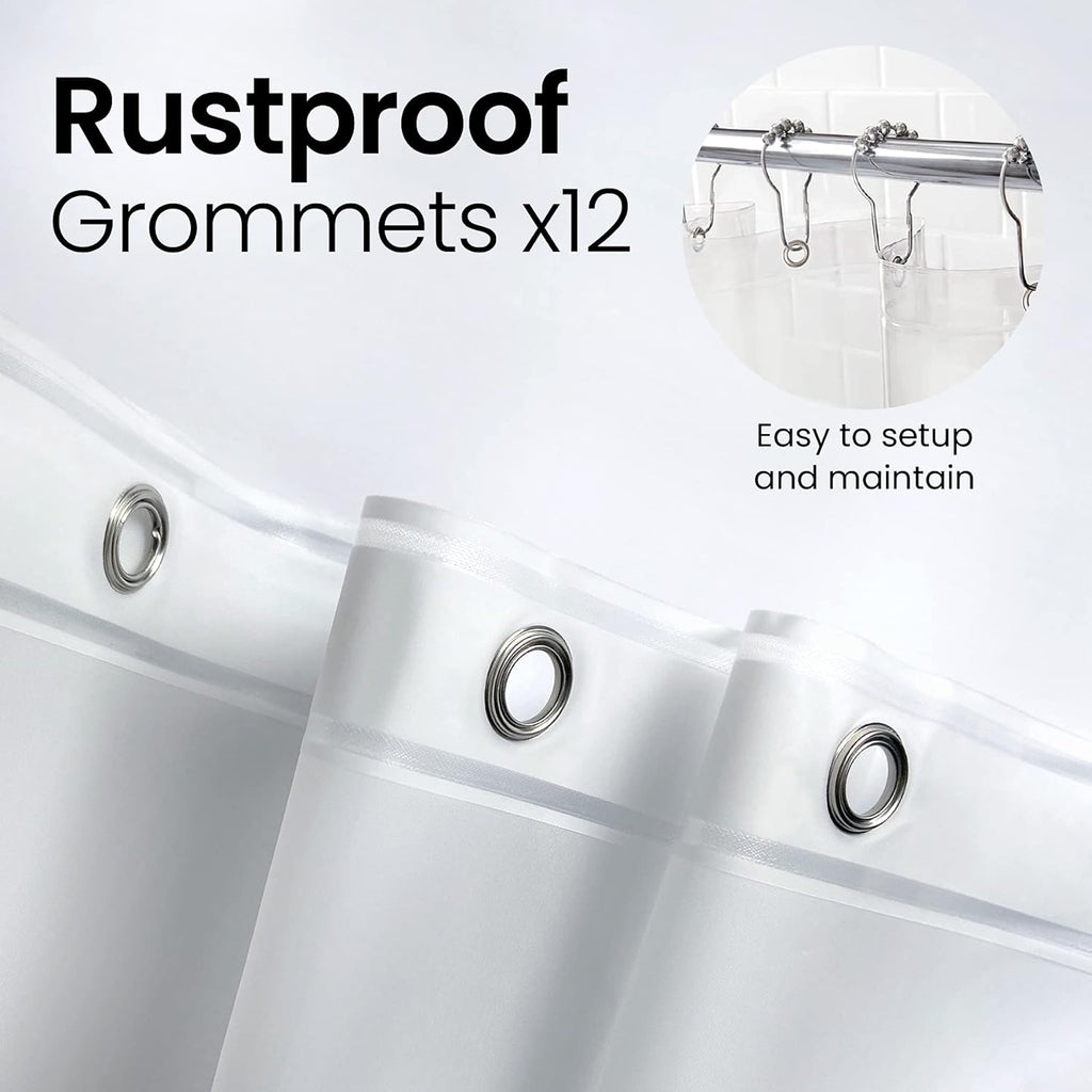 LiBa Premium PEVA Waterproof Shower Curtain Liner with Rust-Proof Grommets - Clear 72x72