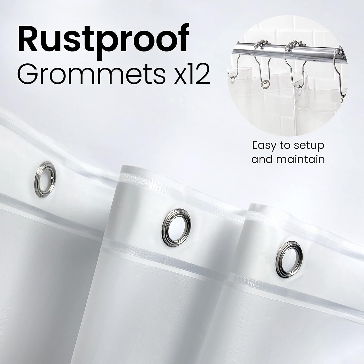 LiBa Premium PEVA Waterproof Shower Curtain Liner with Rust-Proof Grommets - Clear 72x72