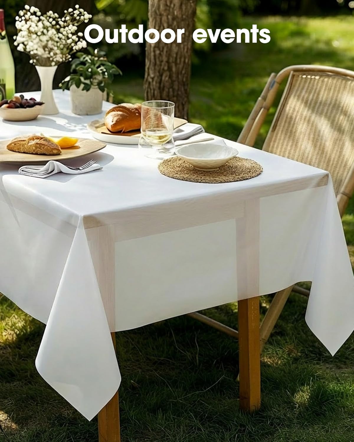 Pureegg 10 Pack 54x108 Inch White Disposable Tablecloth for Party & Picnic