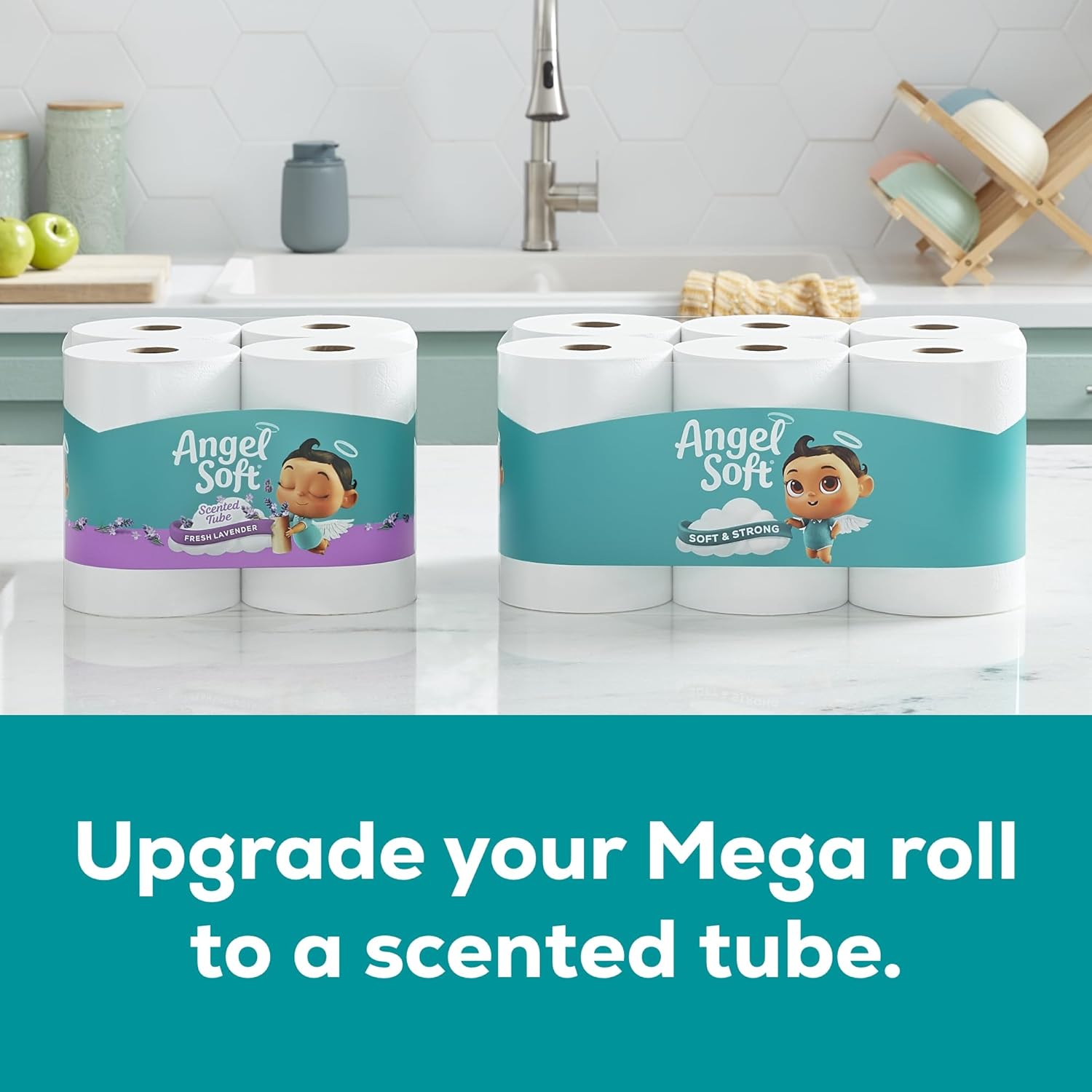 Angel Soft Mega Roll Toilet Paper - 18 Rolls (5760 Sheets) Septic-Safe & Strong