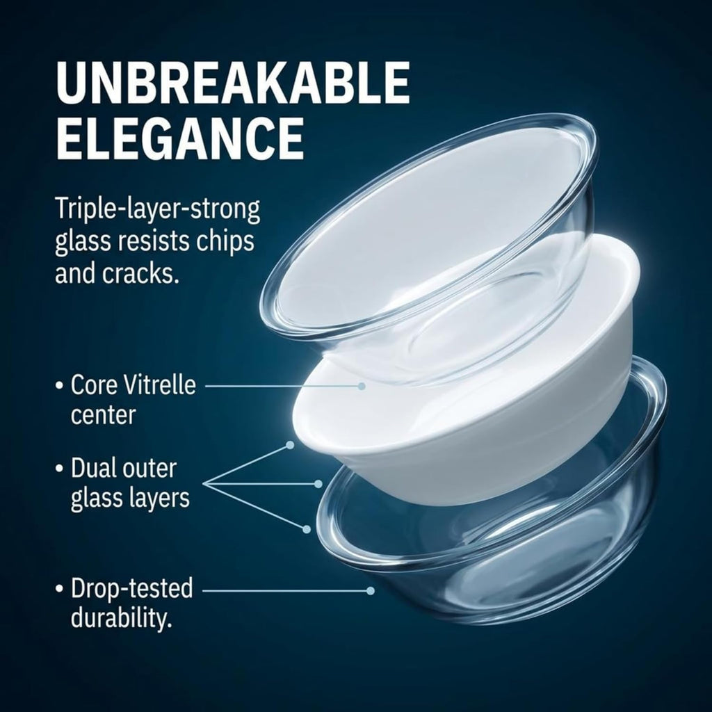 Corelle Vitrelle 6-Piece Triple-Layer Glass Soup/Cereal Bowls - Winter Frost White