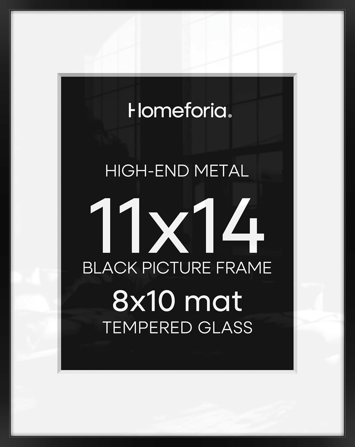Homeforia Black 11x14 Matted Photo Frame - Modern Matte Finish