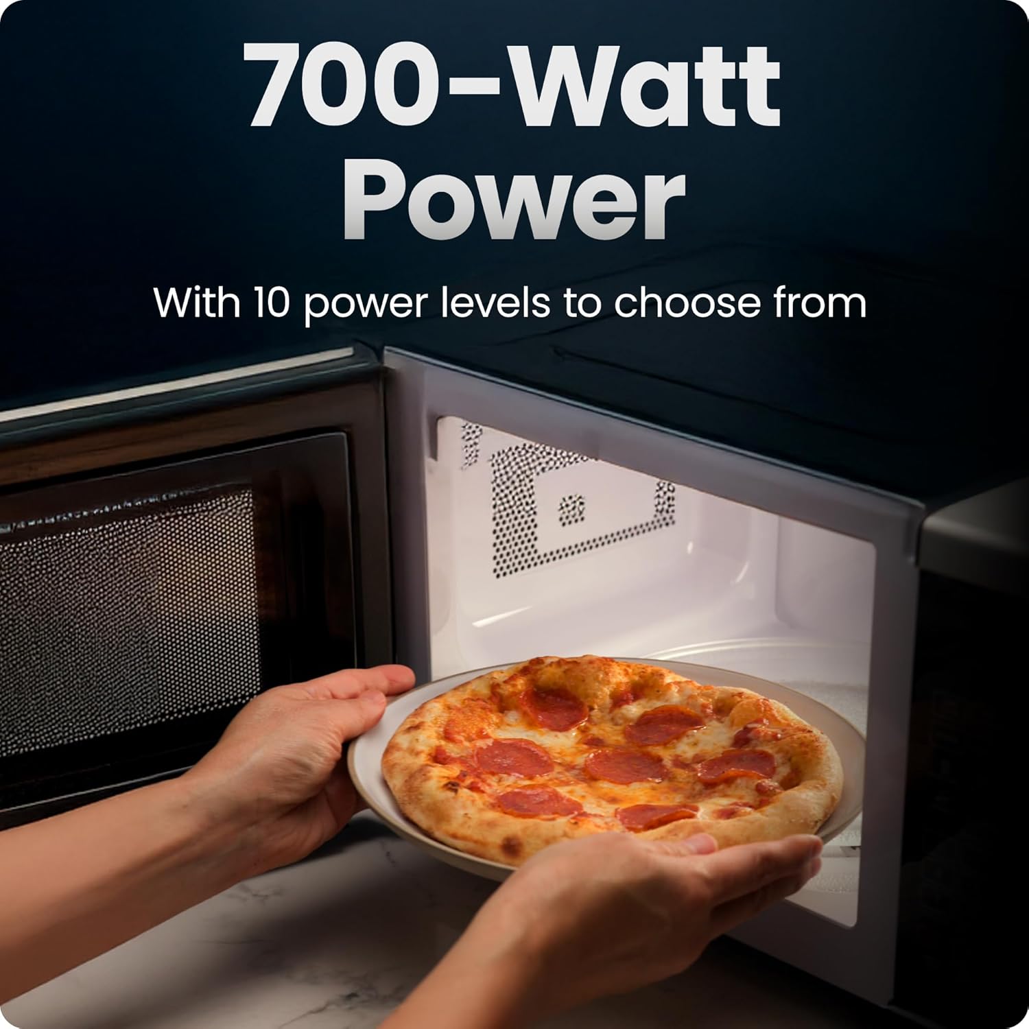 Chefman Compact Countertop Microwave - 0.7 Cu. Ft., 700W with 10 Power Levels & 6 Presets