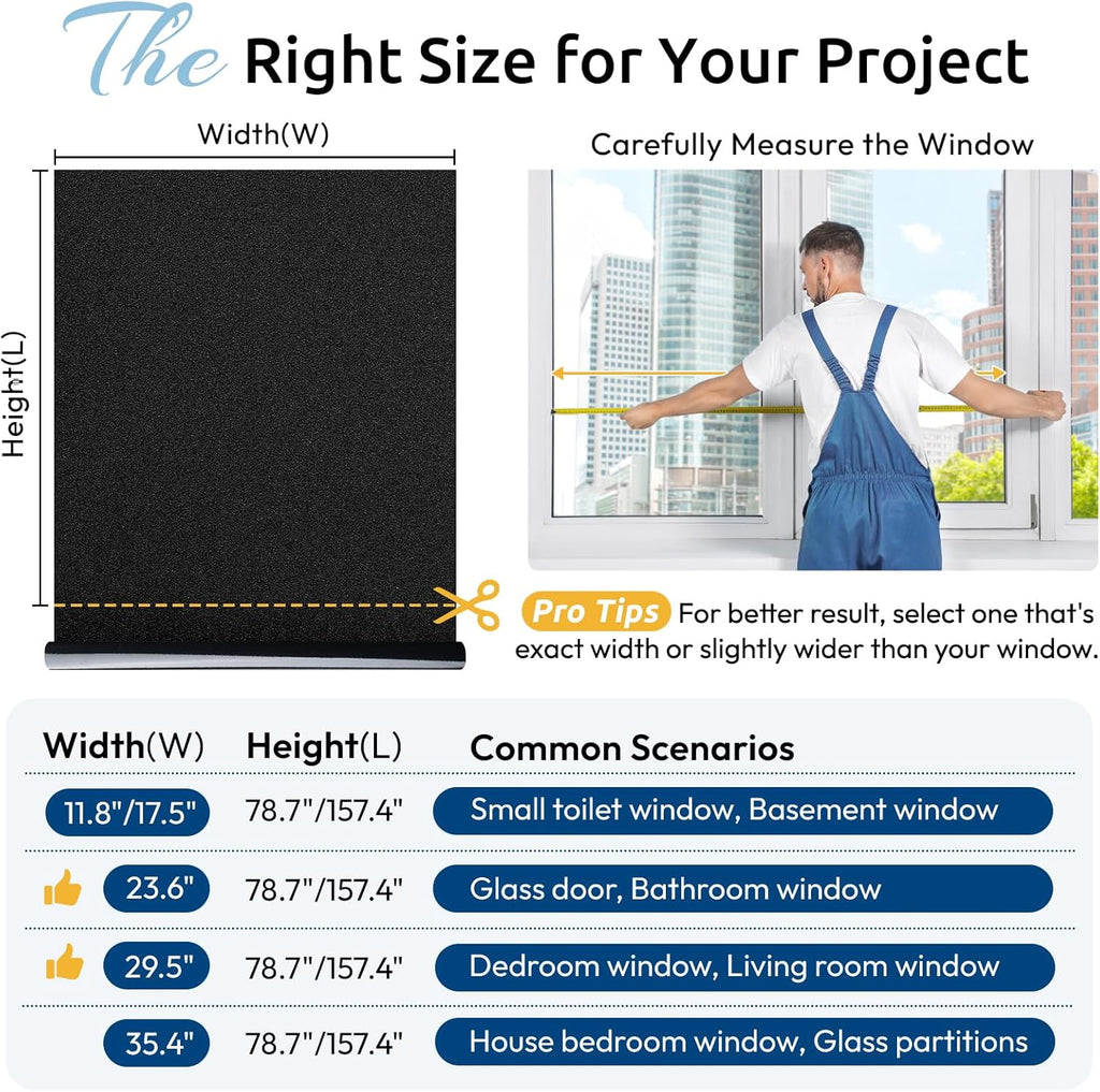 Rabbitgoo Blackout Window Film - Static Cling Privacy Tint for Light Blocking & UV Protection