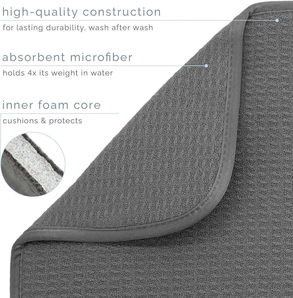 S&T INC. XL Charcoal Microfiber Dish Drying Mat - 18x24 Kitchen Counter Pad