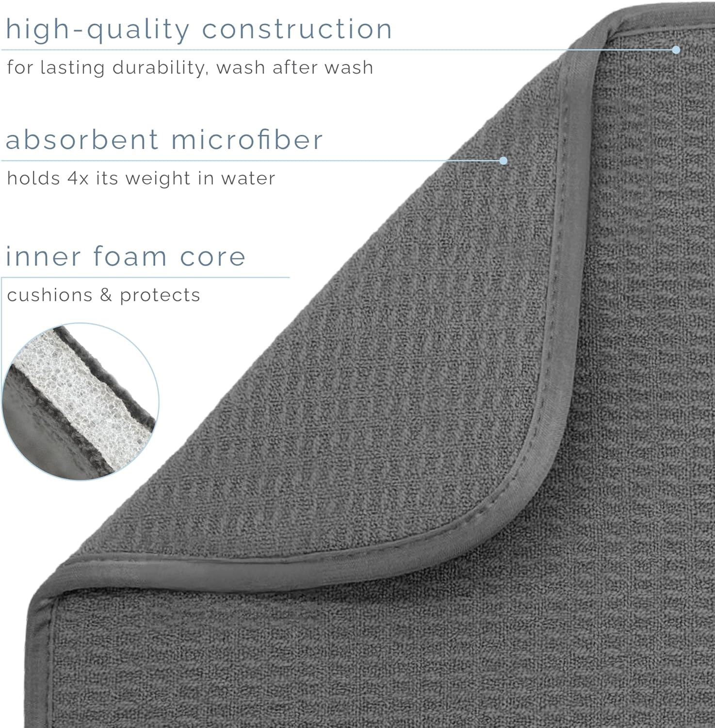 S&T INC. XL Charcoal Microfiber Dish Drying Mat - 18x24 Kitchen Counter Pad