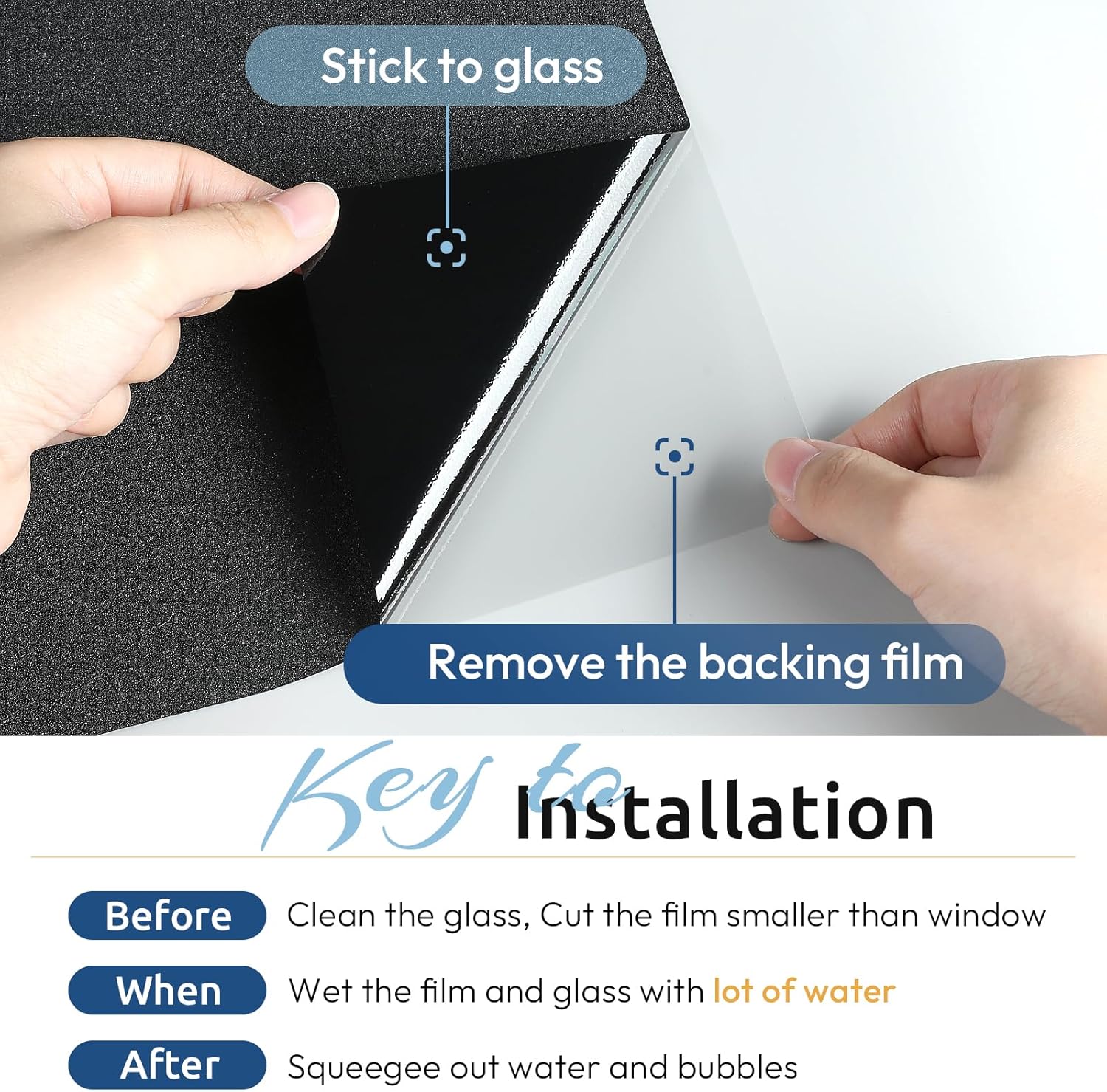 Rabbitgoo Blackout Window Film - Static Cling Privacy Tint for Light Blocking & UV Protection