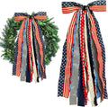 Ftuuo Large Patriotic Star Burlap Bow - 4th of July Wreath Sash with Clip-On