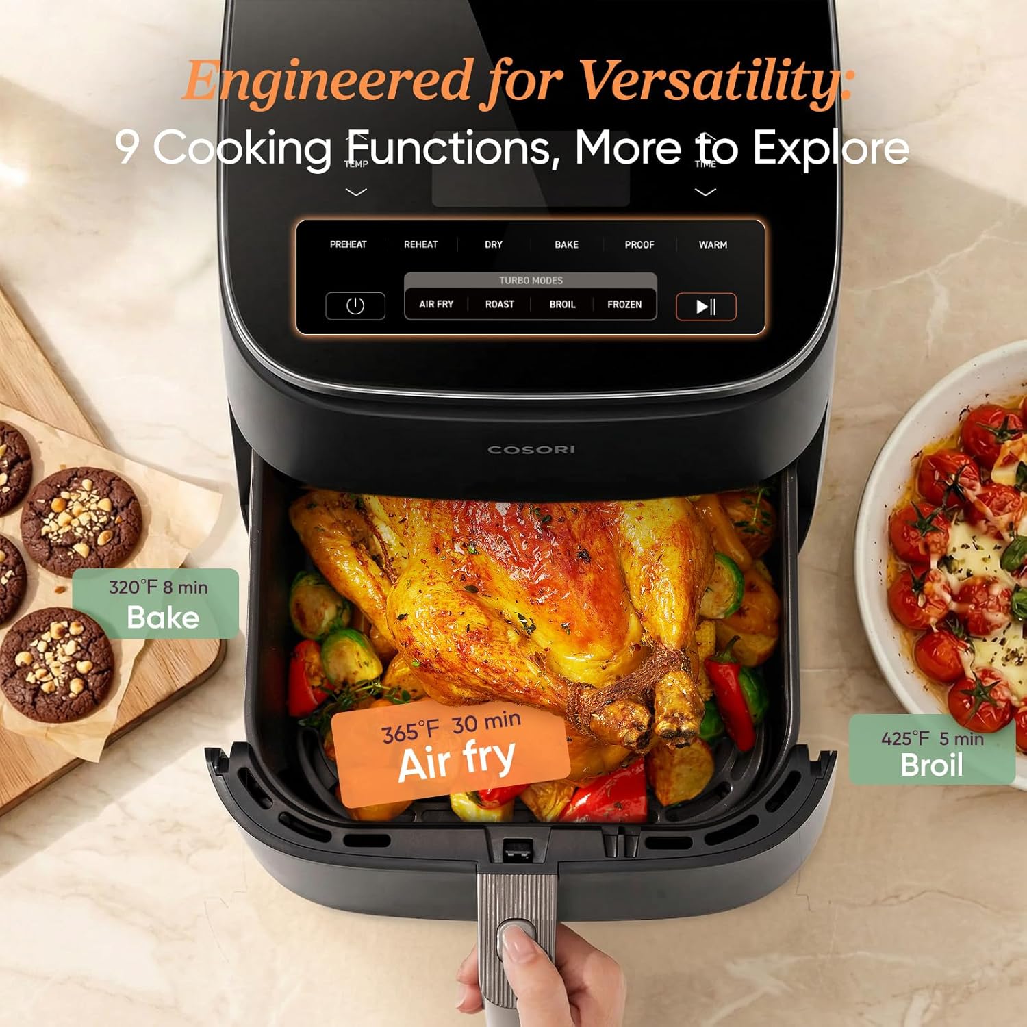 Cosori 9-in-1 TurboBlaze Air Fryer 6Qt - 5 Fan Speeds & 95% Less Oil