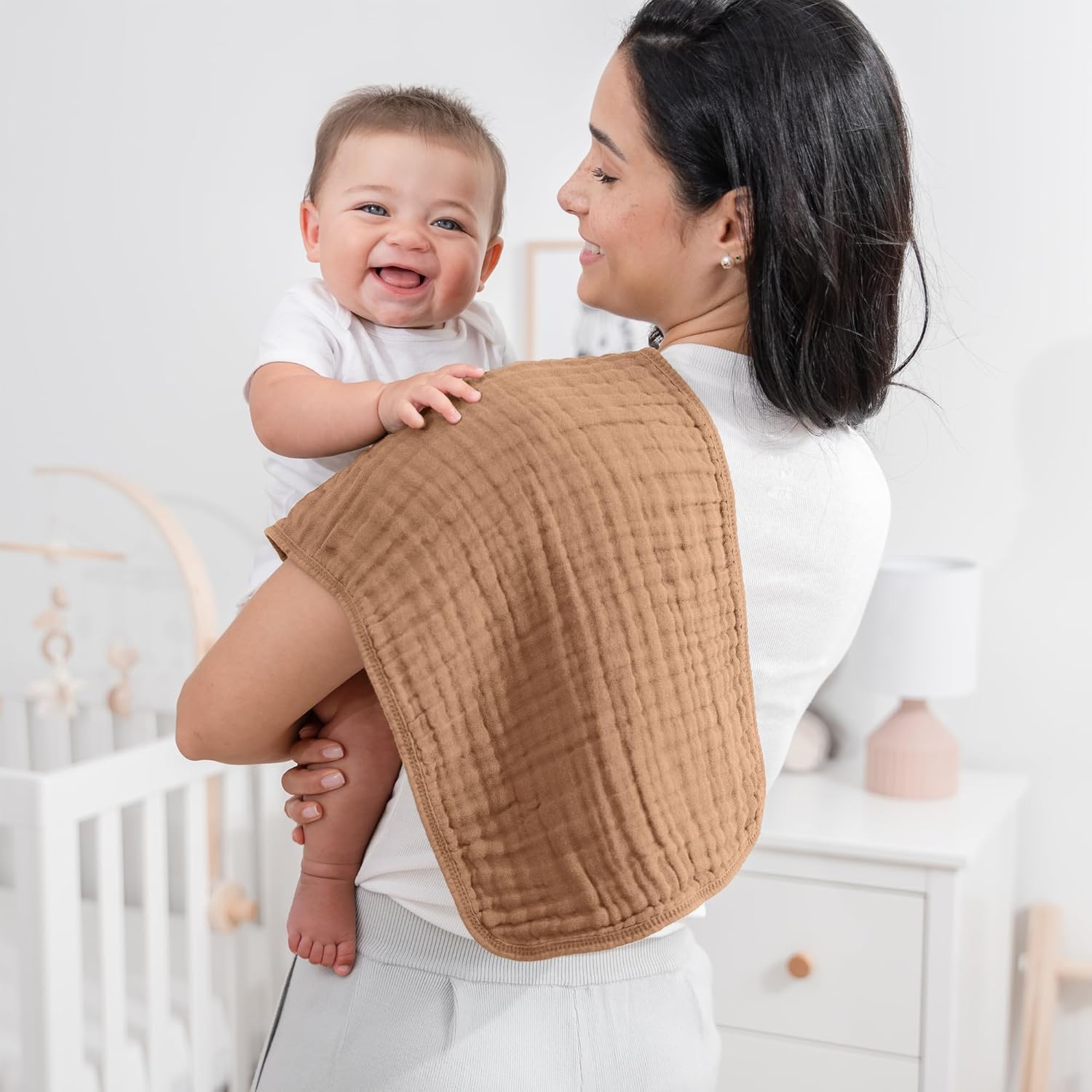 Comfy Cubs 20x10 Muslin Burp Cloths - 6-Layer Absorbent Cotton for Baby Messes (10-Pack)