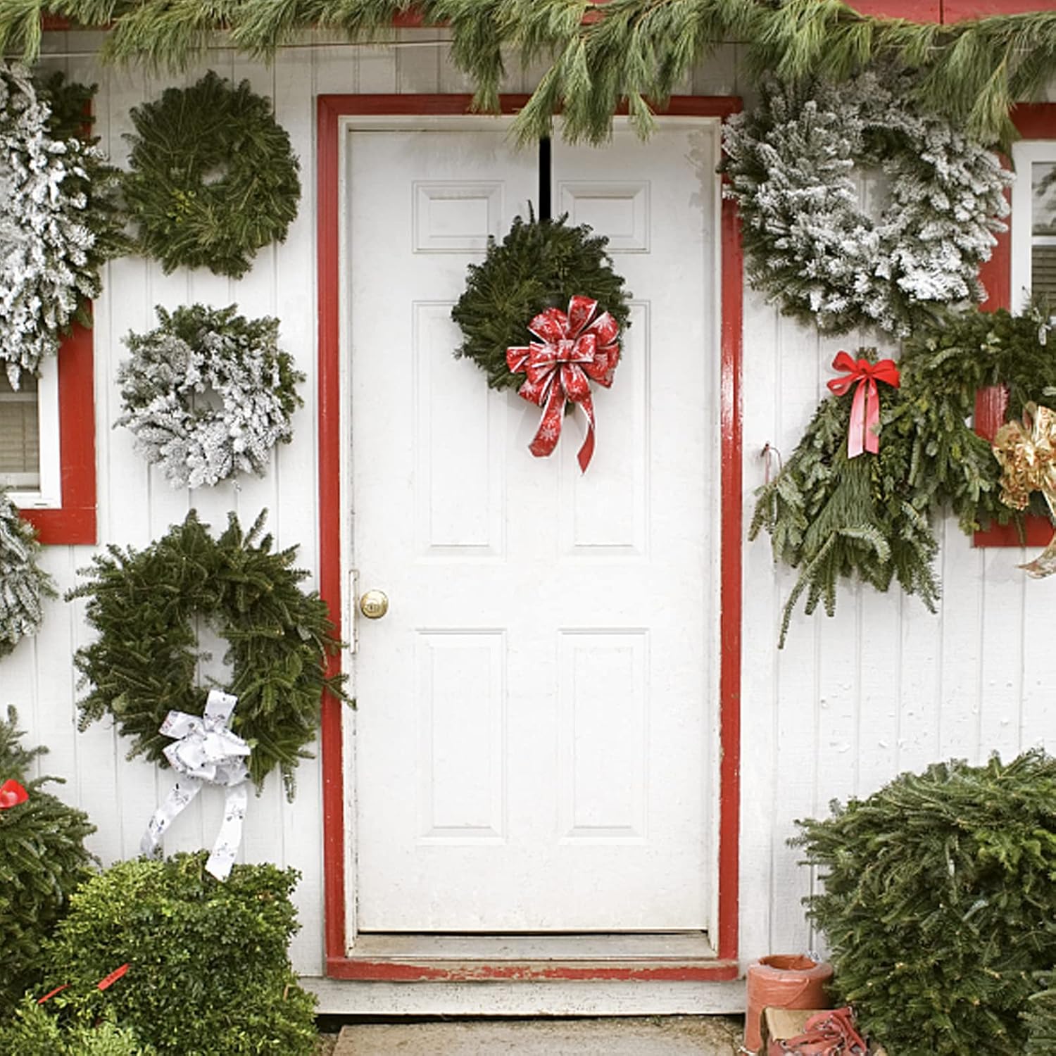 Adjustable Front Door Wreath Hanger for 20lb Loads - Black