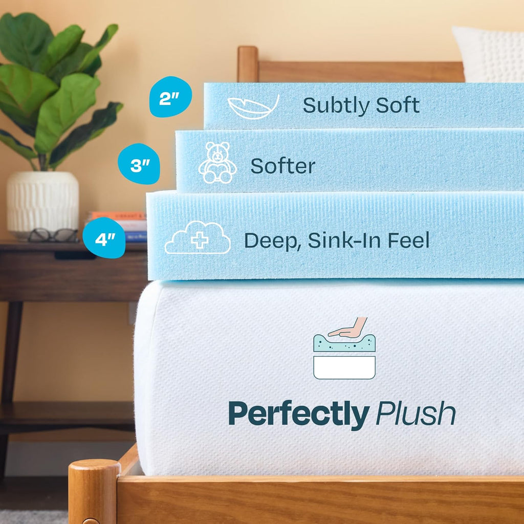 Linenspa 3-Inch Gel Memory Foam Mattress Topper - Queen Size Cooling & Pressure Relief