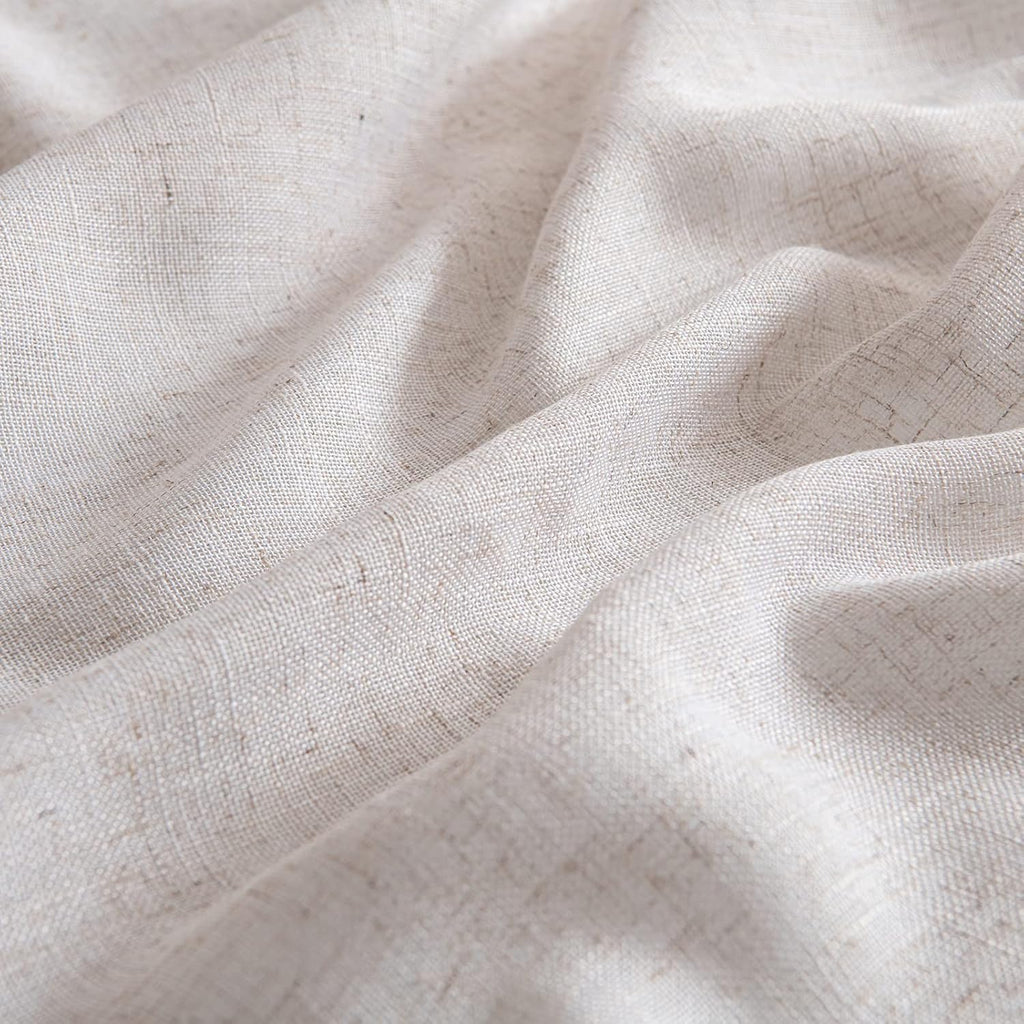 MIULEE Natural Linen Curtains 84" Long Semi-Sheer for Bedroom Living Room