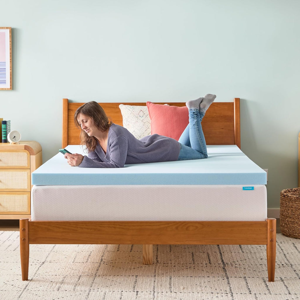 Linenspa 3-Inch Gel Memory Foam Mattress Topper - Queen Size Cooling & Pressure Relief