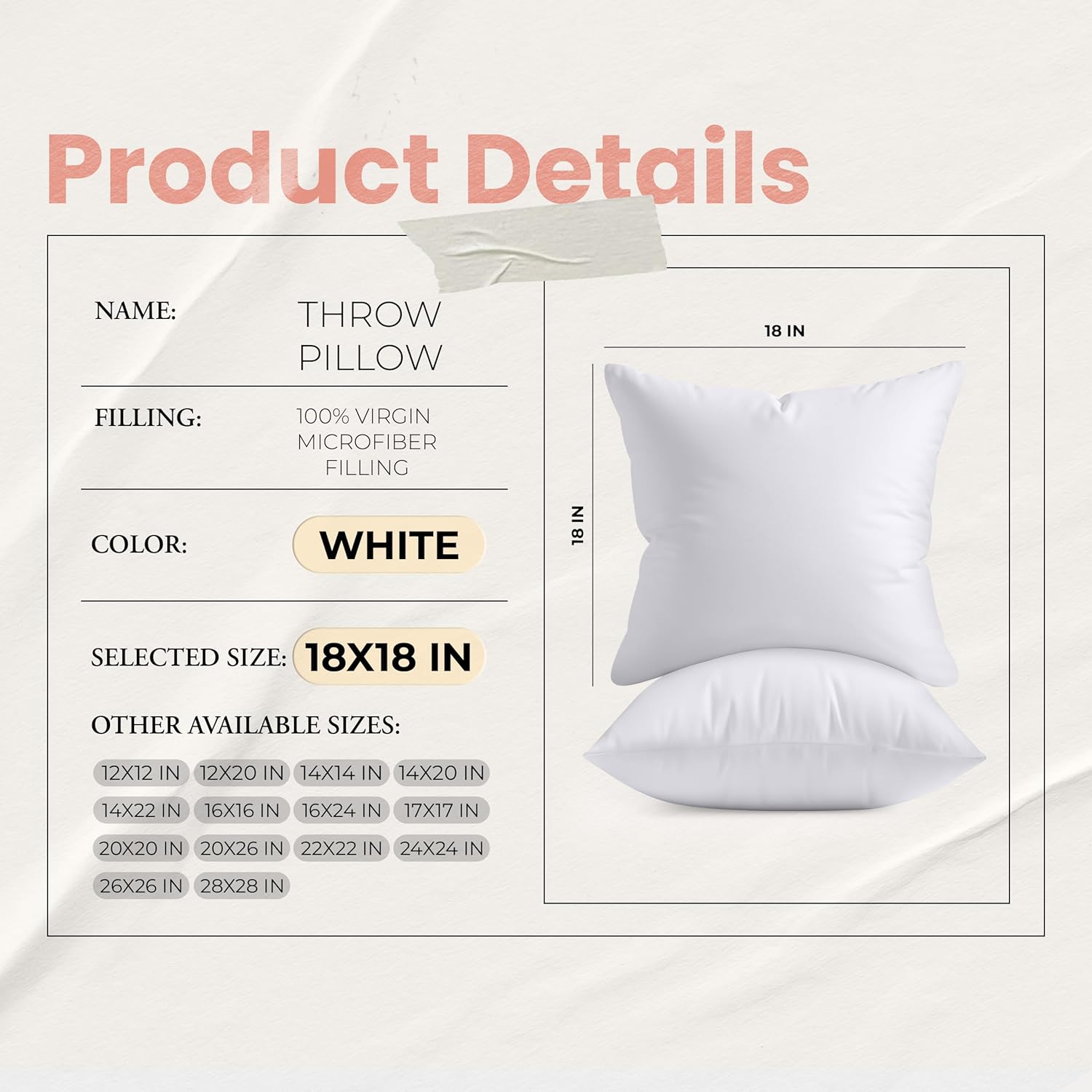 Utopia Bedding 18x18 Pillow Inserts Set of 2 - White Fluffy Cushion Filler