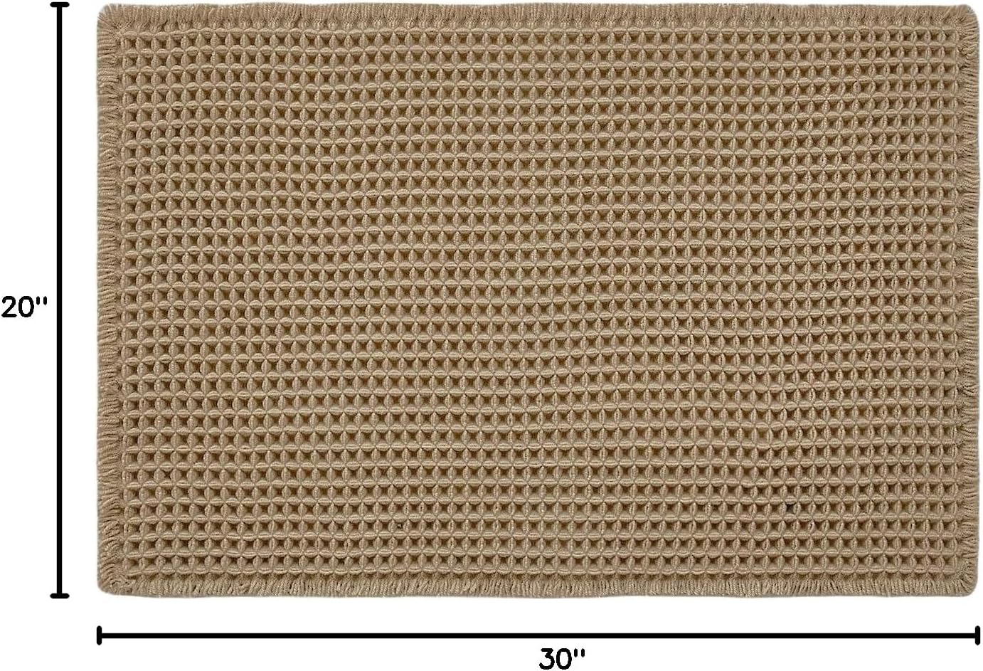 TYUU Boho Waffle Bath Mat - Non-Slip, Super Absorbent Farmhouse Rug (30x20", Khaki)