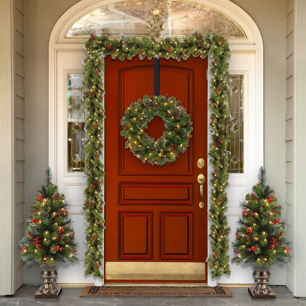 HEYHOUSE Adjustable Front Door Wreath Hanger - Holds Up to 20 lbs, 14.9-25"